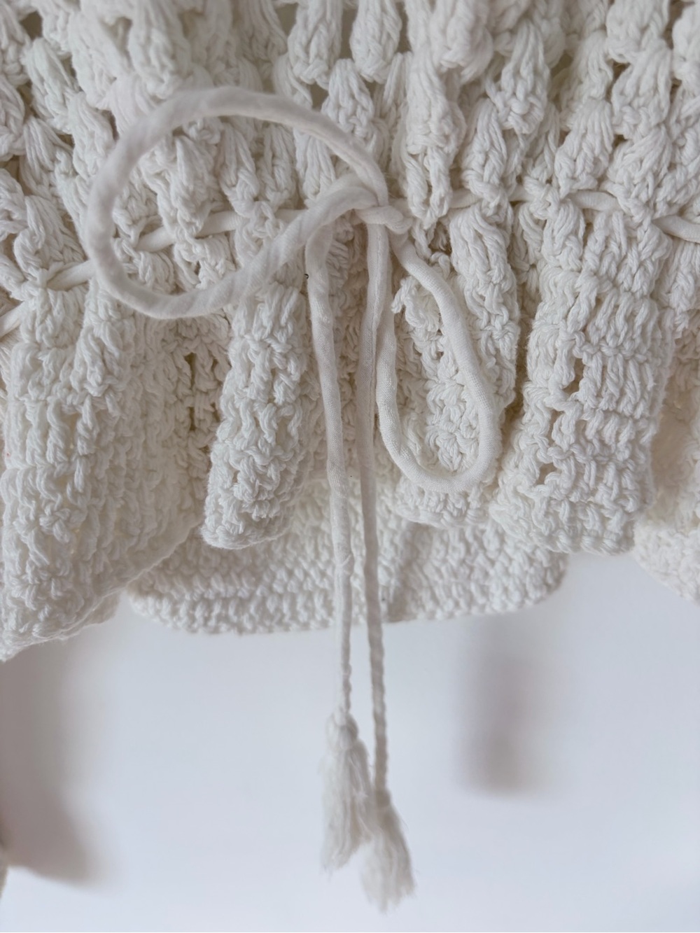 Free People Megan Crochet Top Creamy White Boho Long Sleeve Blouse size large - Picture 7 of 9